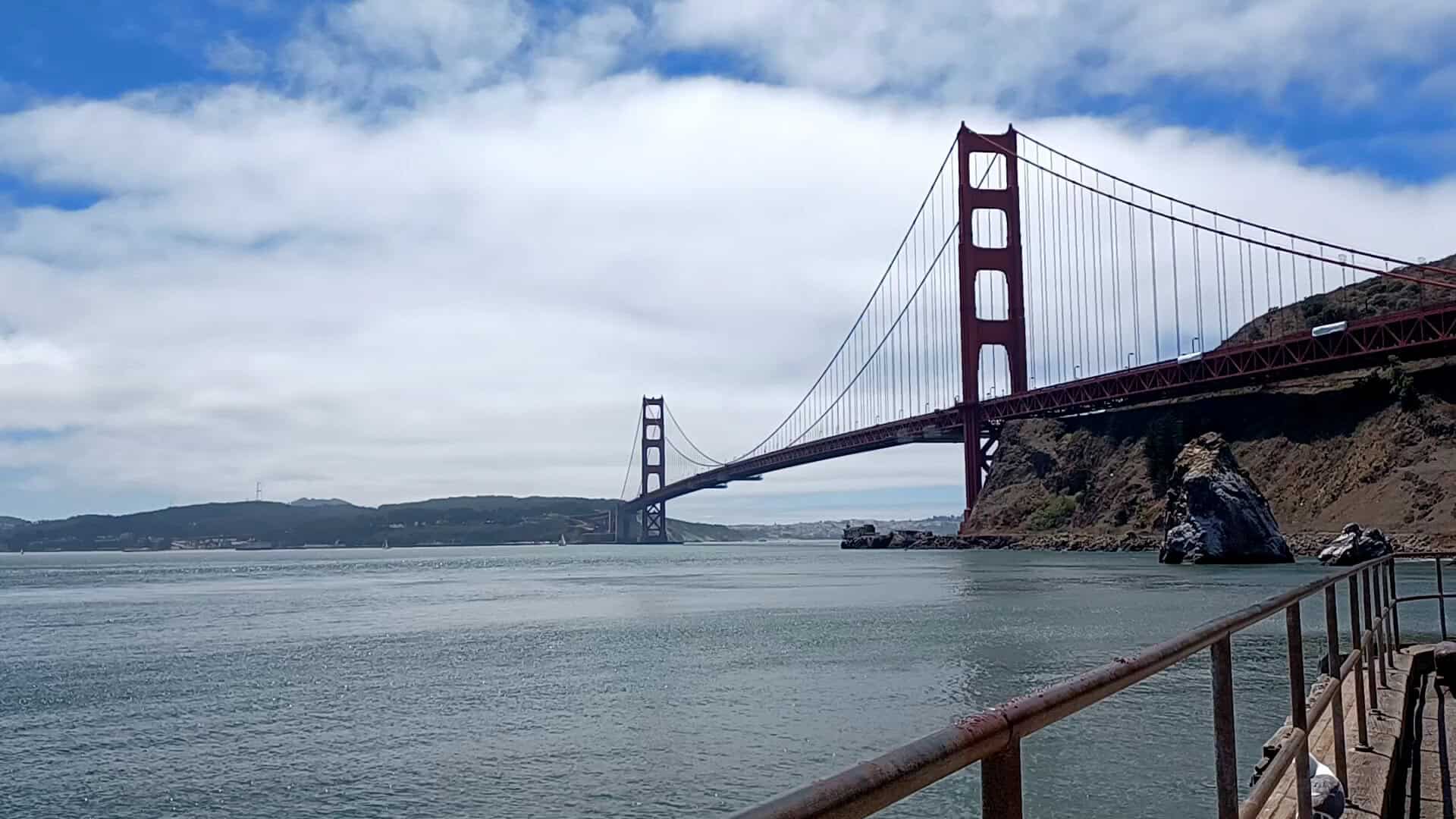 The Golden Gate Bridge spanning the bay in San Francisco, California