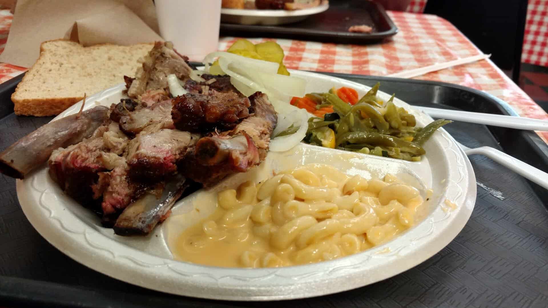 Barbecue plate at Gonzales Food Market in Gonzales
