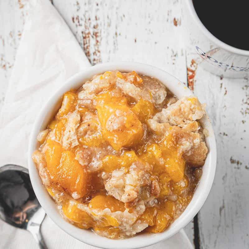 Peach cobbler dessert at Goodson's Cafe in Tomball, Texas
