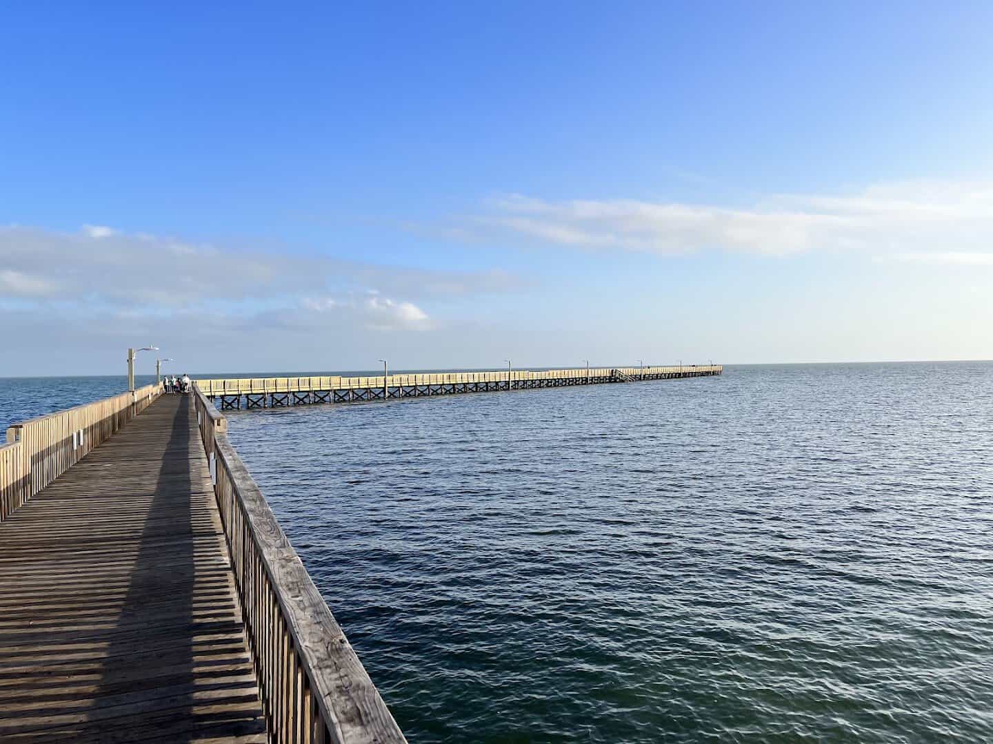 The long fishing pier over the bay at Goose Island State Park, Texas