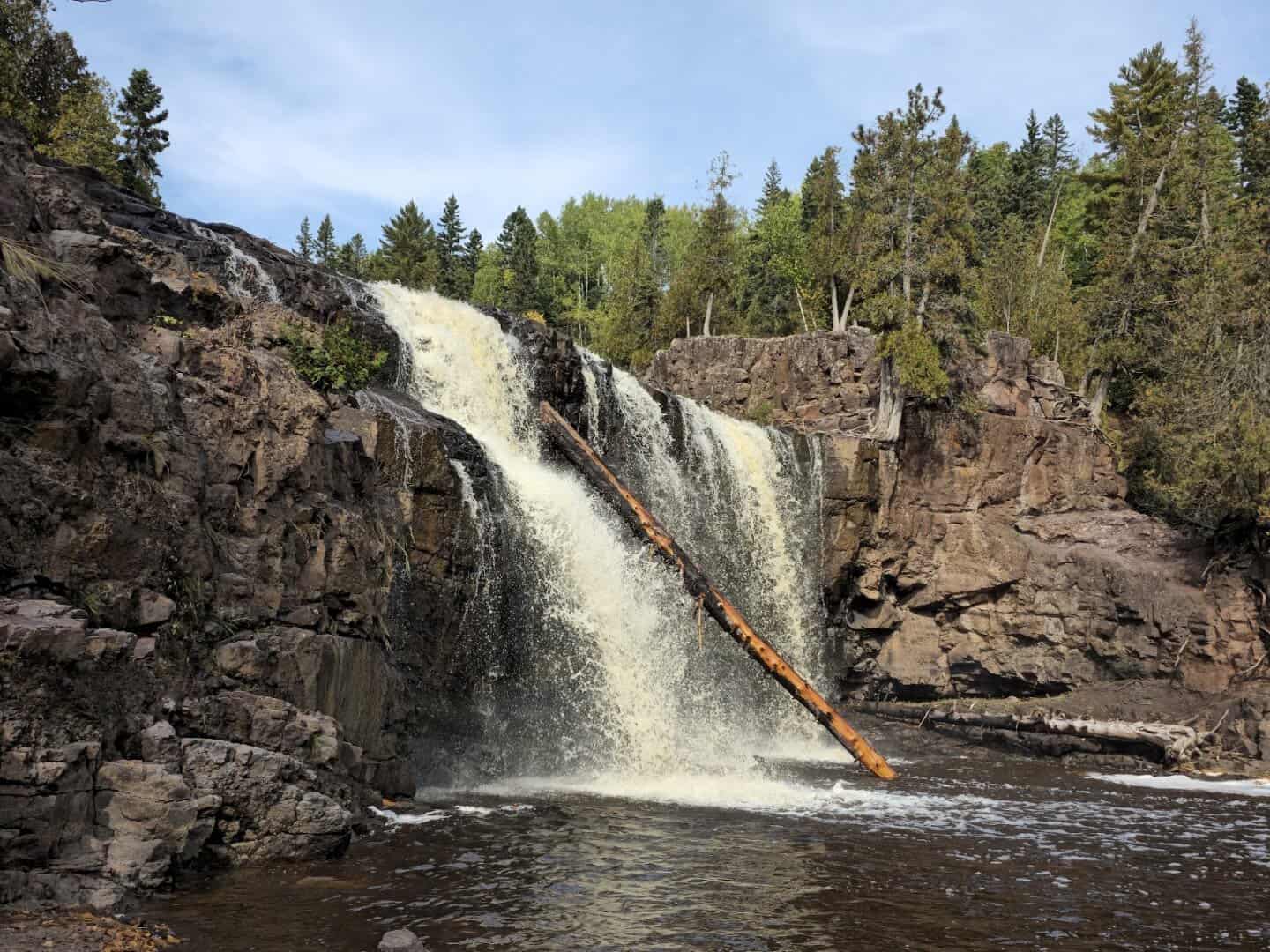 A waterfall on the Gooseberry River at Gooseberry Falls State Park, Minnesota