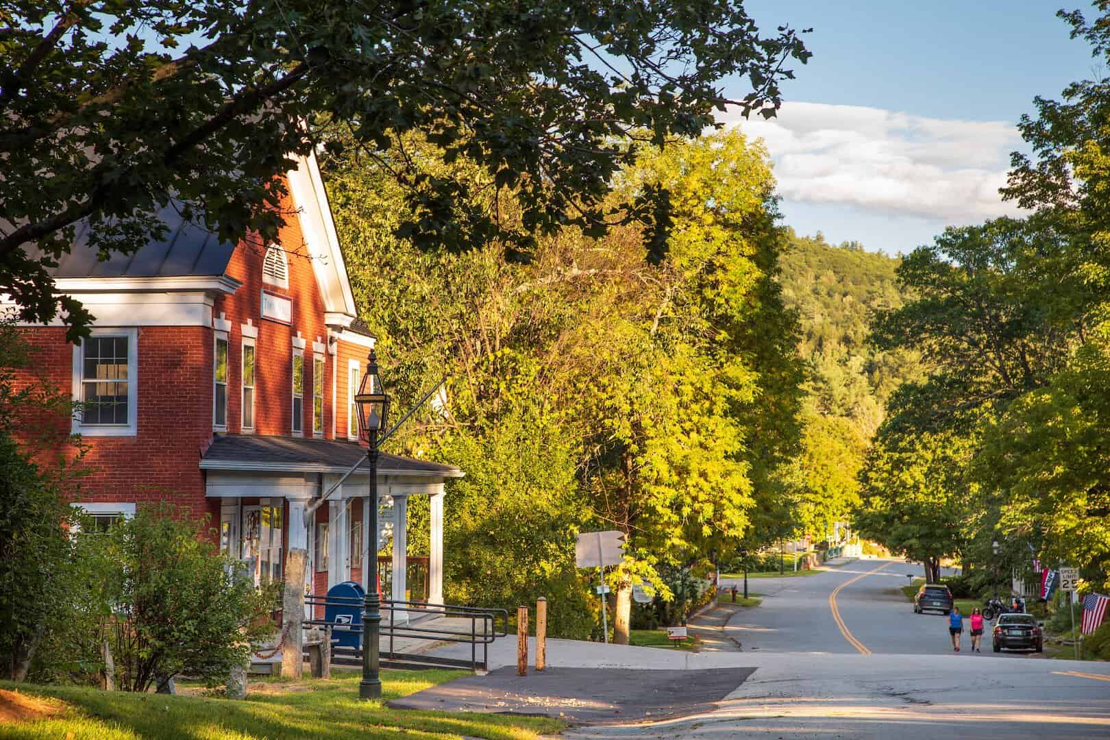 Tree-lined Main Street in the village of Grafton, Vermont