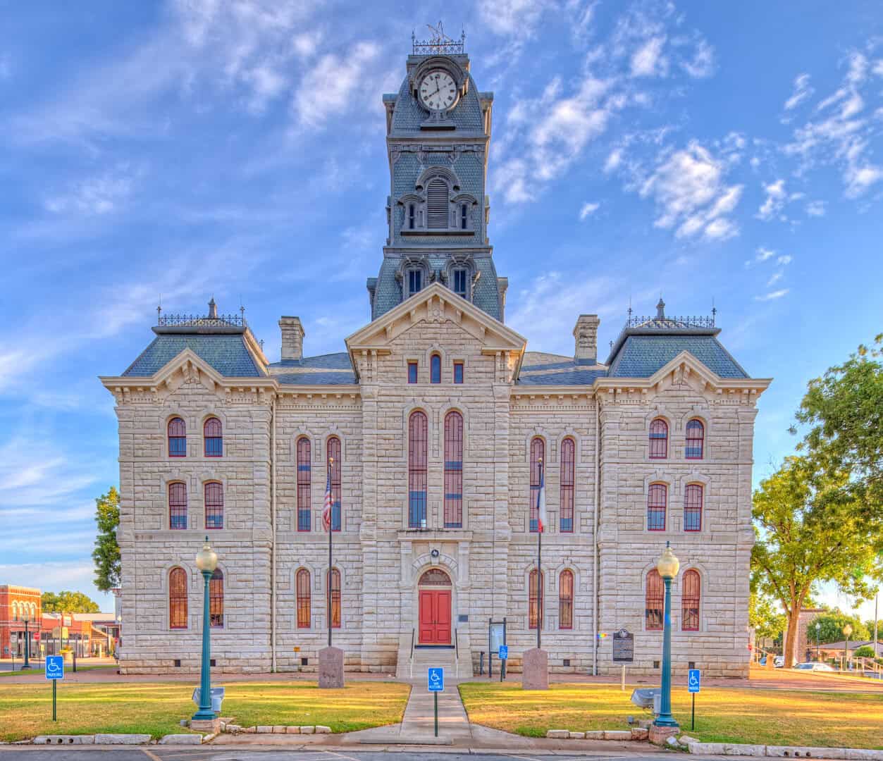 Hood County Courthouse on the historic town square in Granbury, Texas