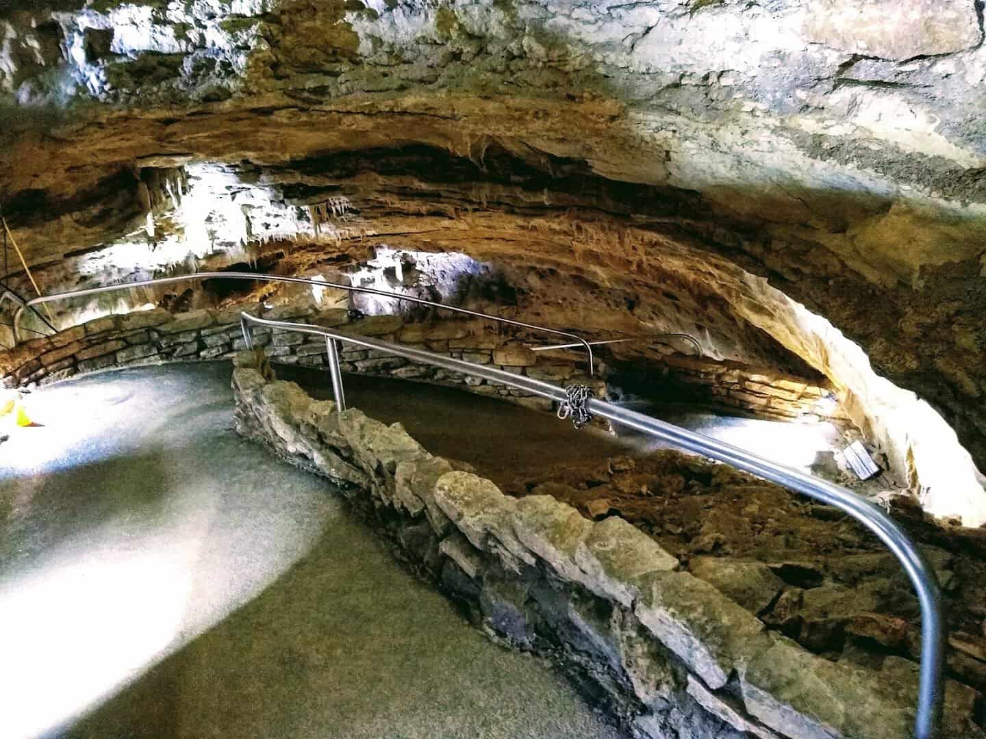 Wide arching underground chamber at Natural Bridge Caverns in Texas