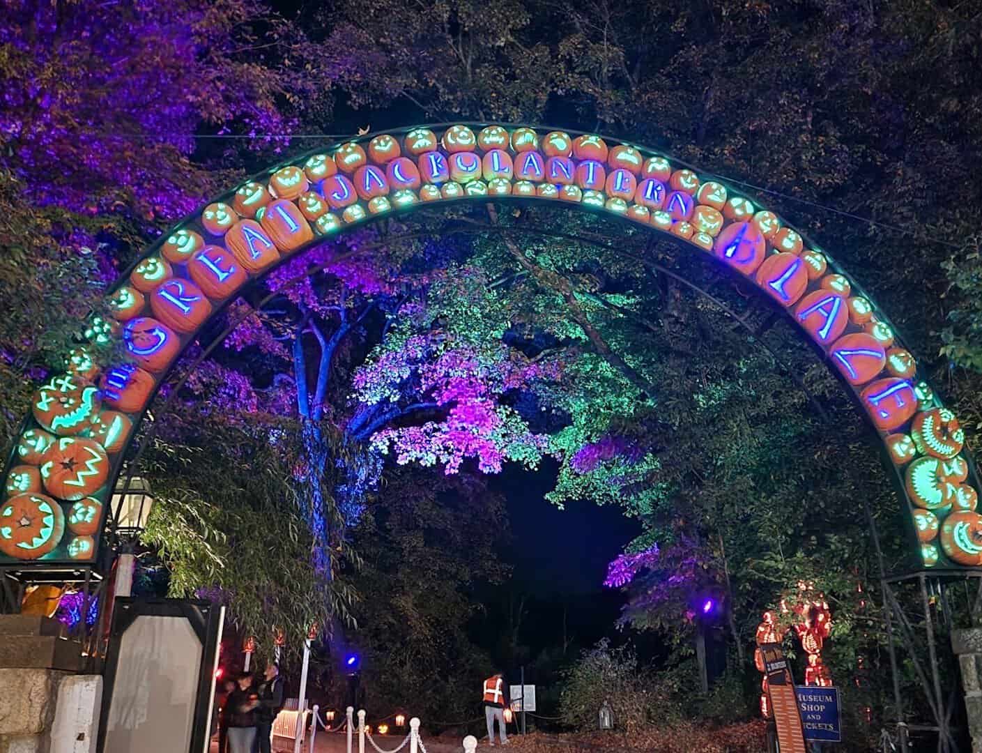 Illuminated carved pumpkin arch at the Great Jack O'Lantern Blaze near Sleepy Hollow, New York
