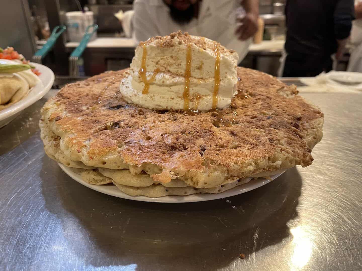 Giant stacked pancakes at The Griddle Cafe in Los Angeles, California