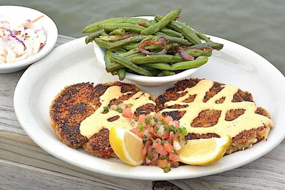 Grilled seafood plate at Stingaree Restaurant in Crystal Beach