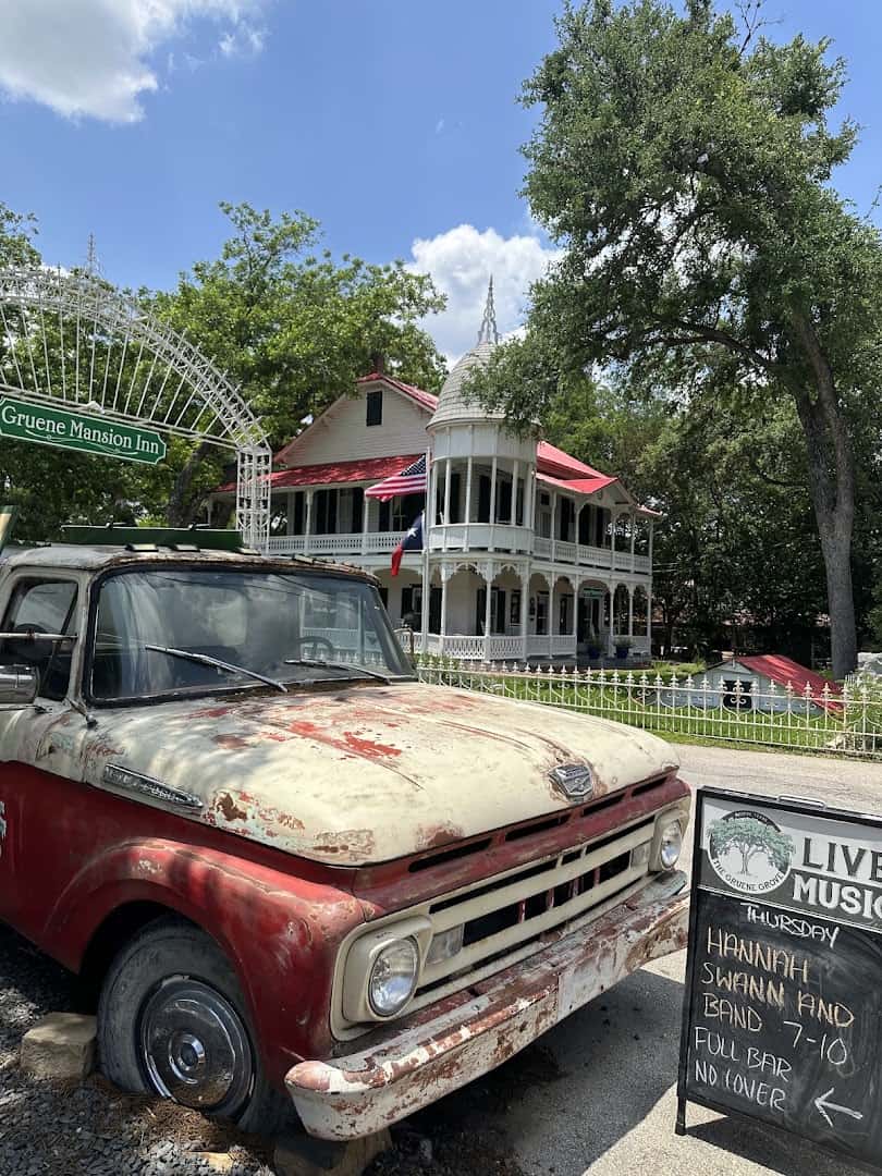 Vintage truck and the water tower in the Gruene Historic District, Texas