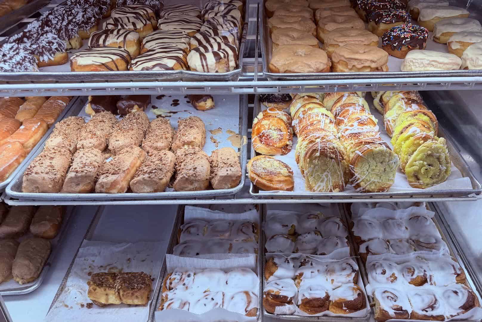 Trays of fresh strudels and pastries at Haby's Alsatian Bakery in Castroville, Texas