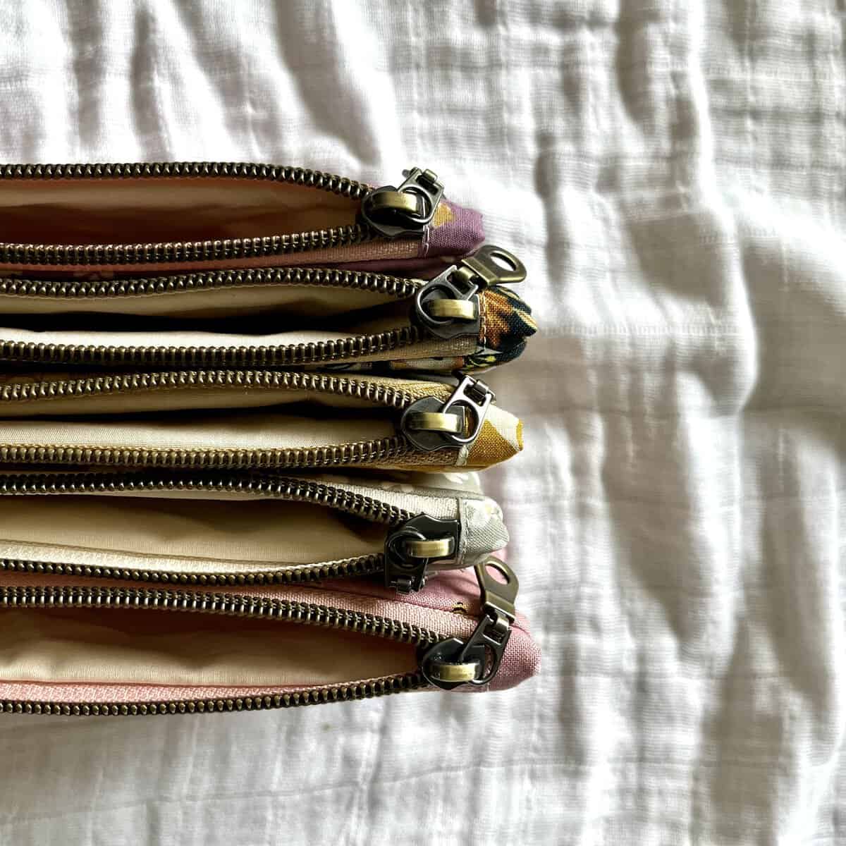 Handmade zipper pouches at Pegasus Creative Reuse in Dallas