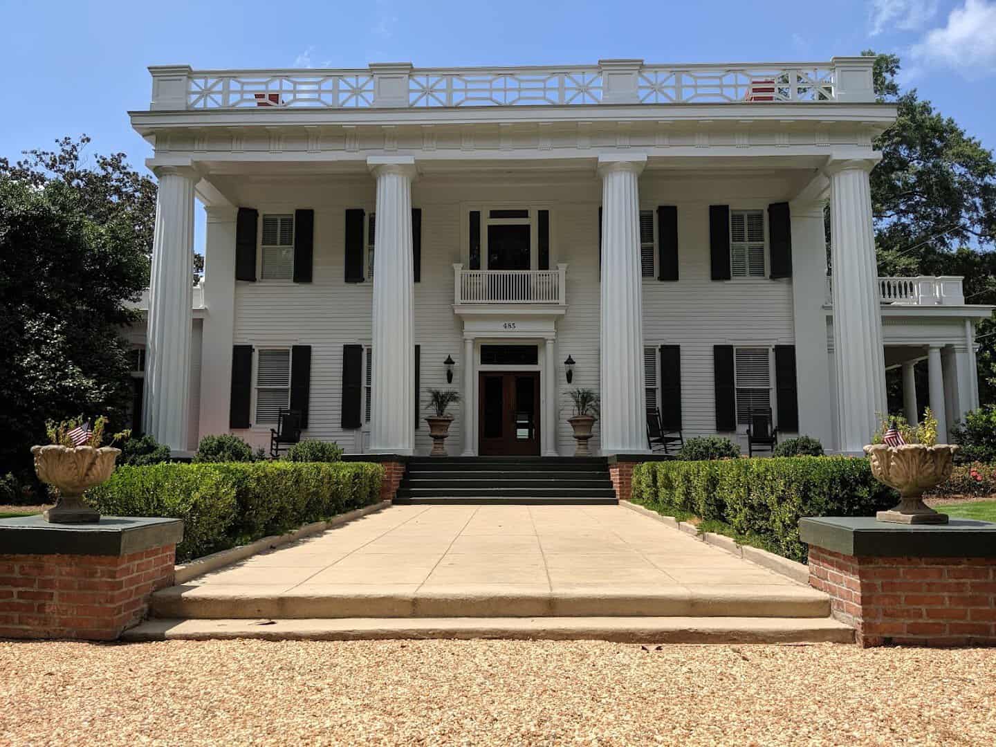 White columned Greek Revival mansion Heritage Hall in Madison, Georgia