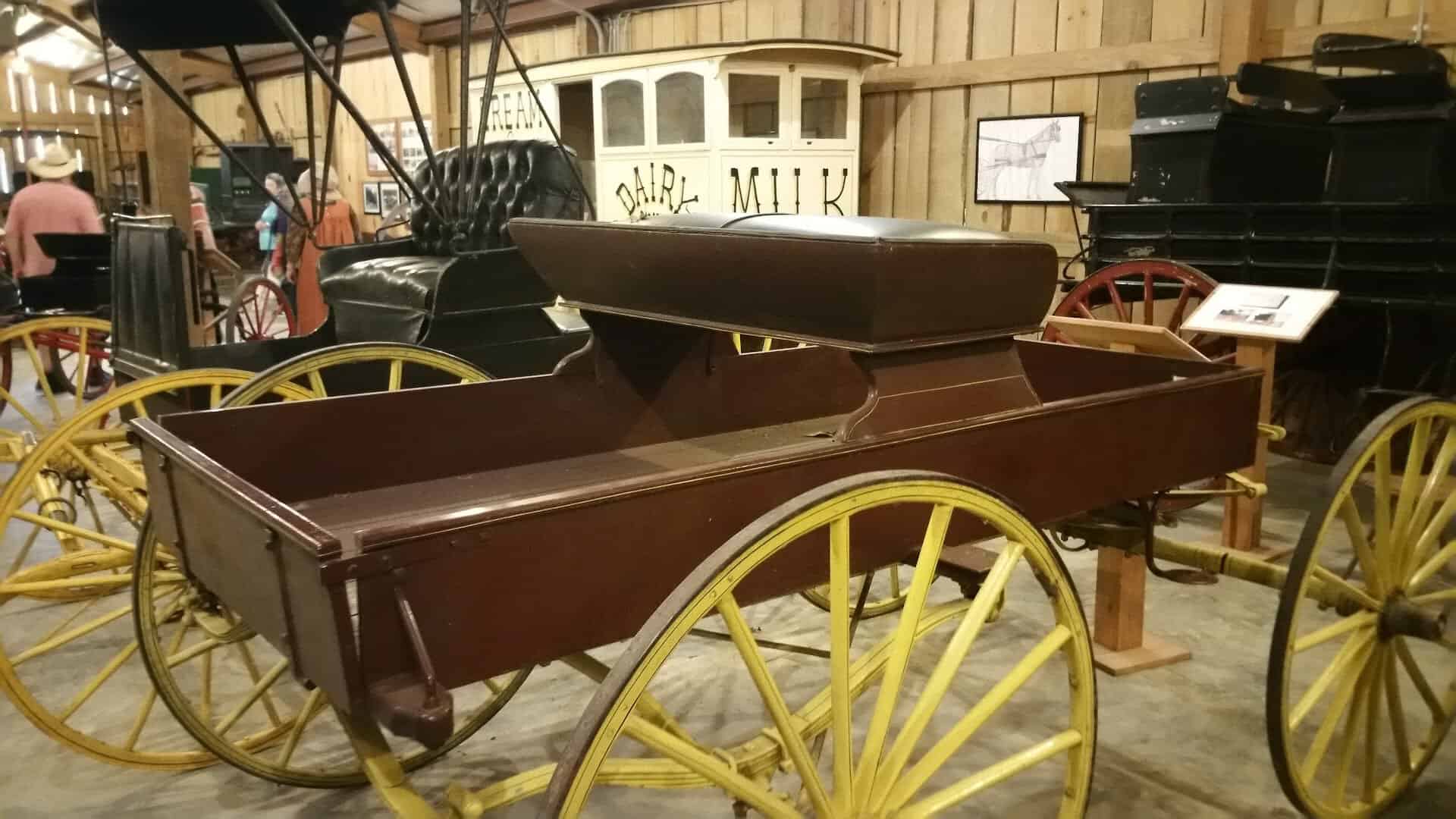 Restored pioneer wagon at Heritage Village in Woodville, Texas