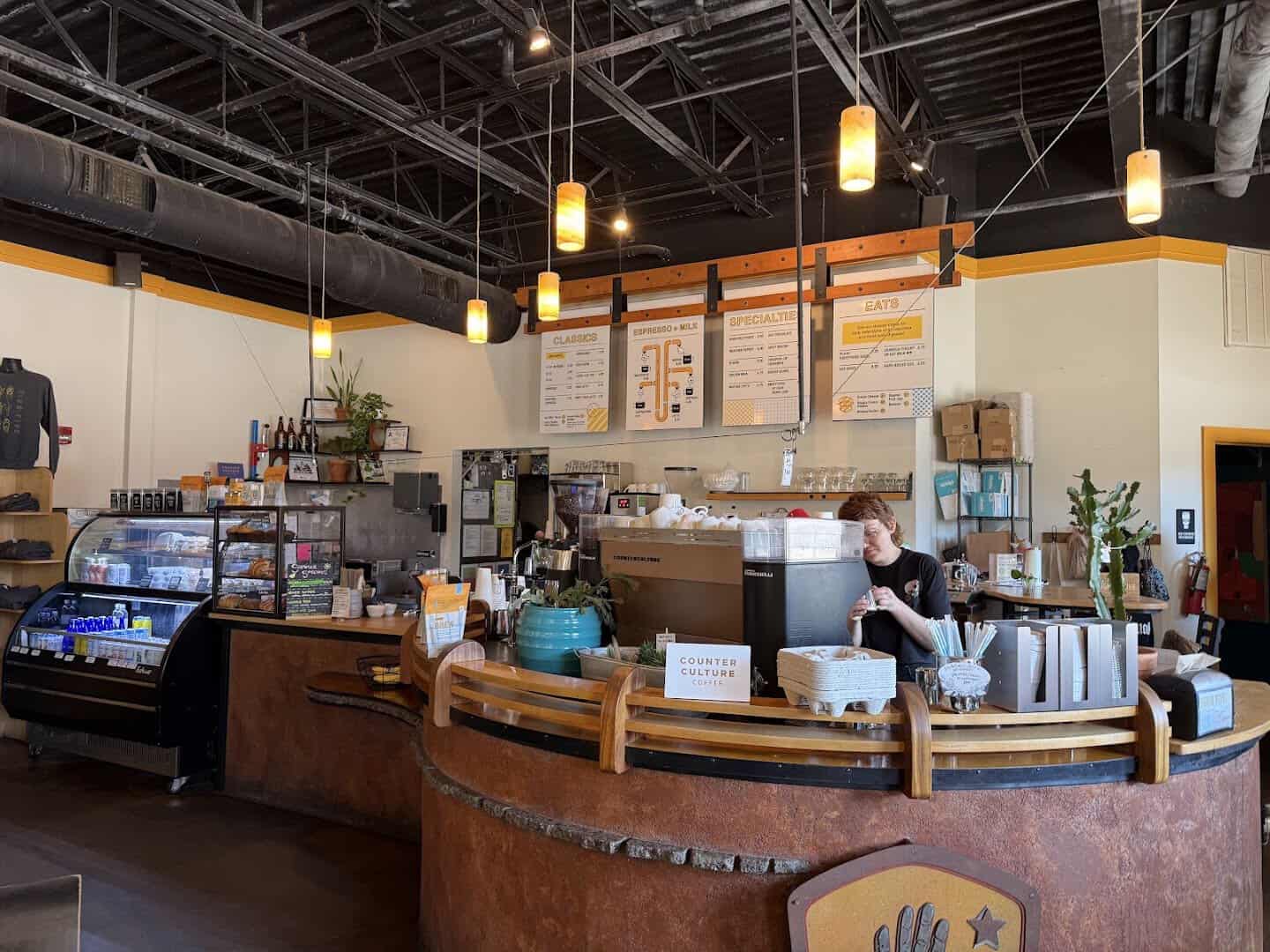 Coffee bar counter at High Five Coffee in Asheville, North Carolina