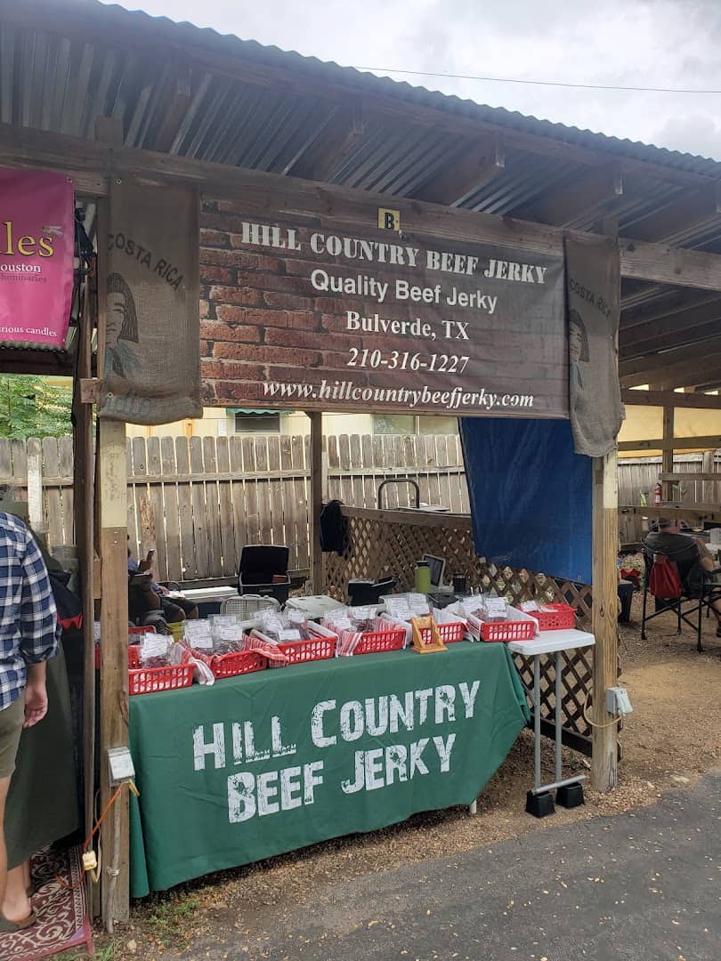 Hill Country Beef Jerky food booth at Wimberley Market Days