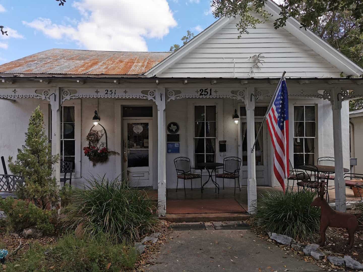 Historic 1850s building that houses Alpine Haus in New Braunfels