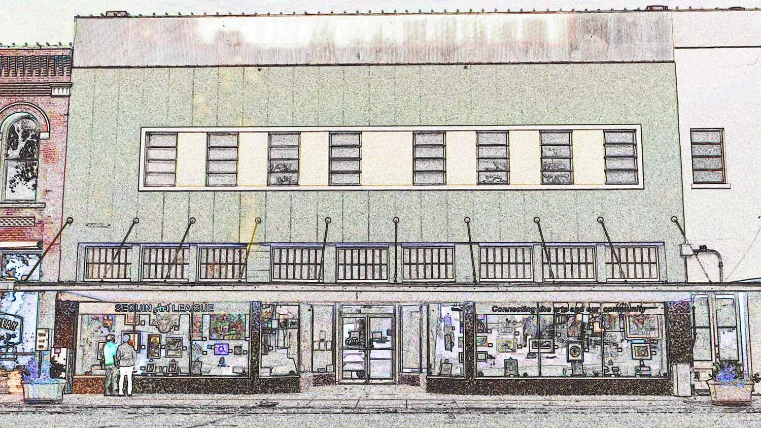 Historic downtown storefront building in Seguin, Texas