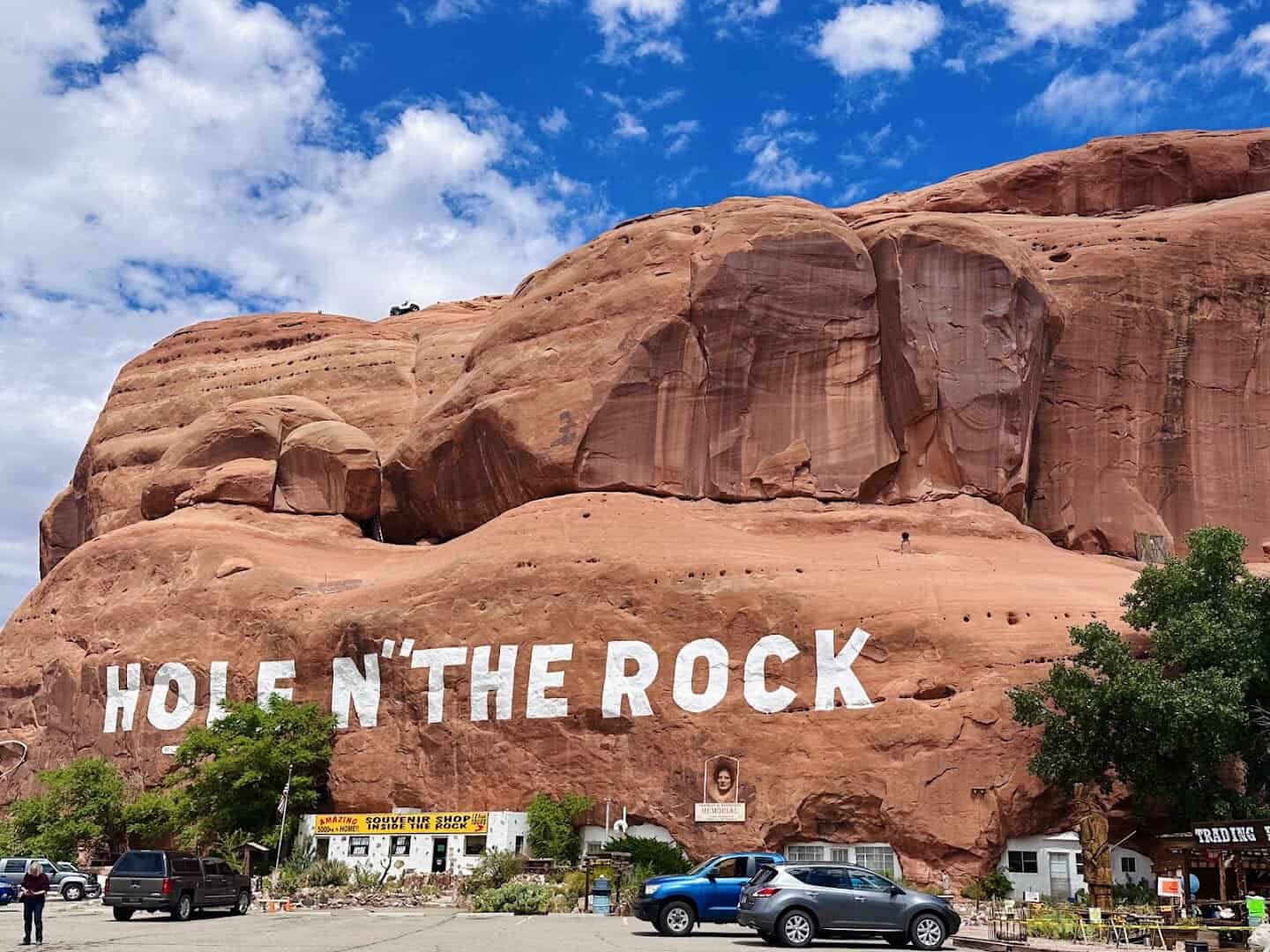 Hole N the Rock painted sandstone cliff home near Moab, Utah