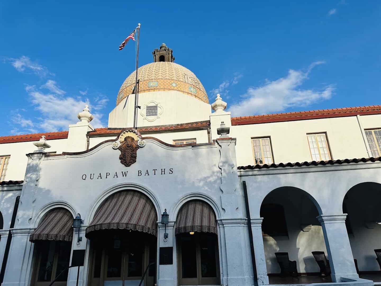 Historic Quapaw bathhouse on Bathhouse Row at Hot Springs National Park