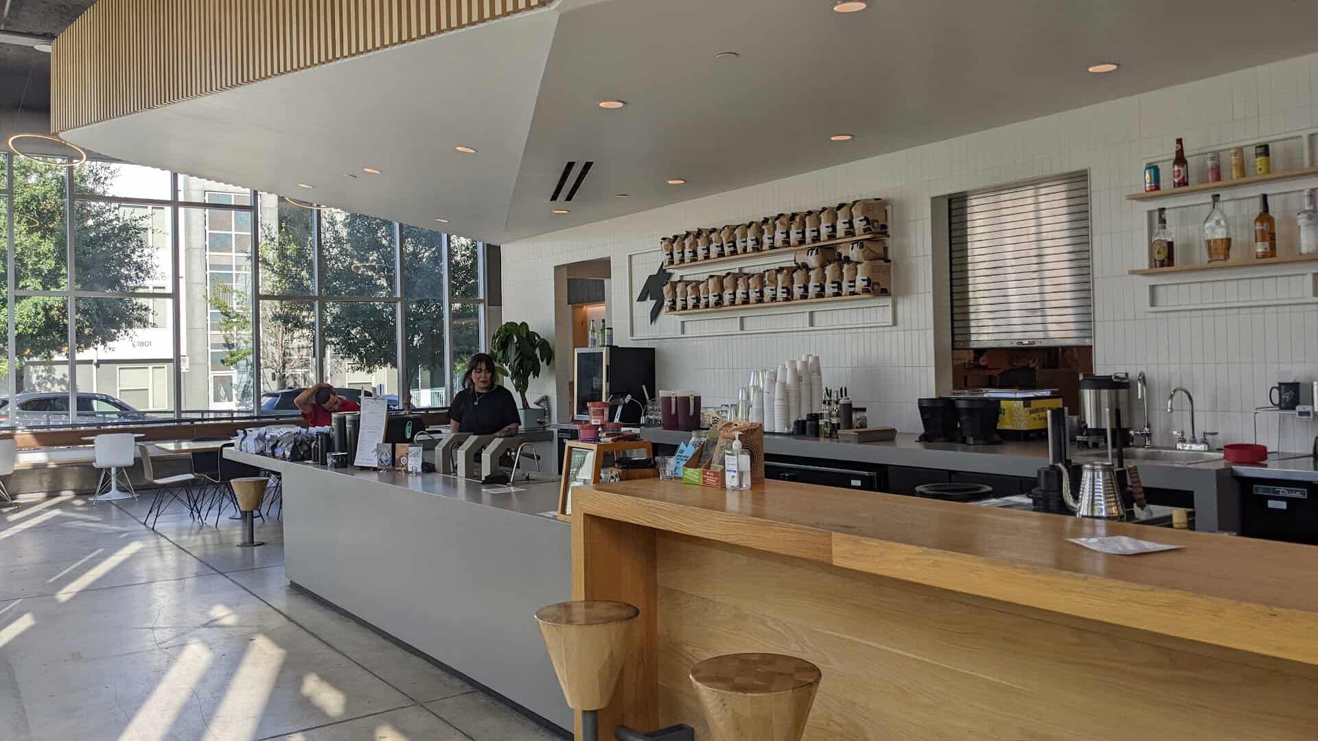 Coffee bar counter at Houndstooth Coffee in Austin, Texas