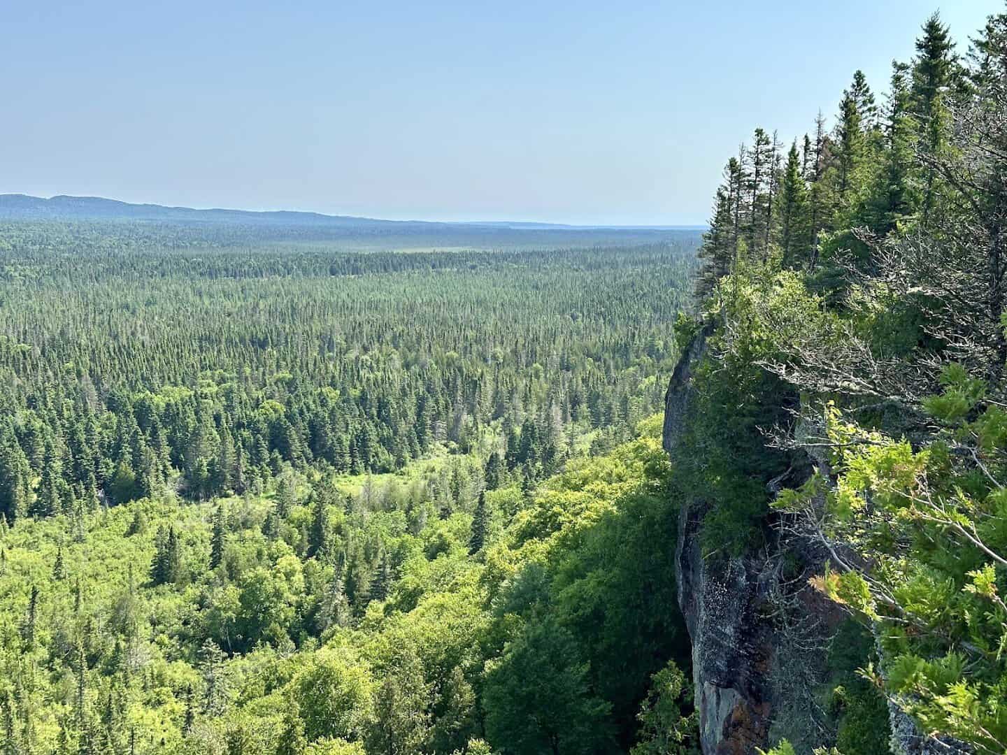 Forested wilderness ridge above Lake Superior at Isle Royale National Park, Michigan