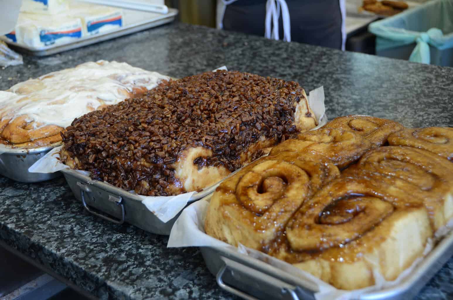 Tray of cinnamon rolls at Isles Bun and Coffee in Minneapolis, Minnesota