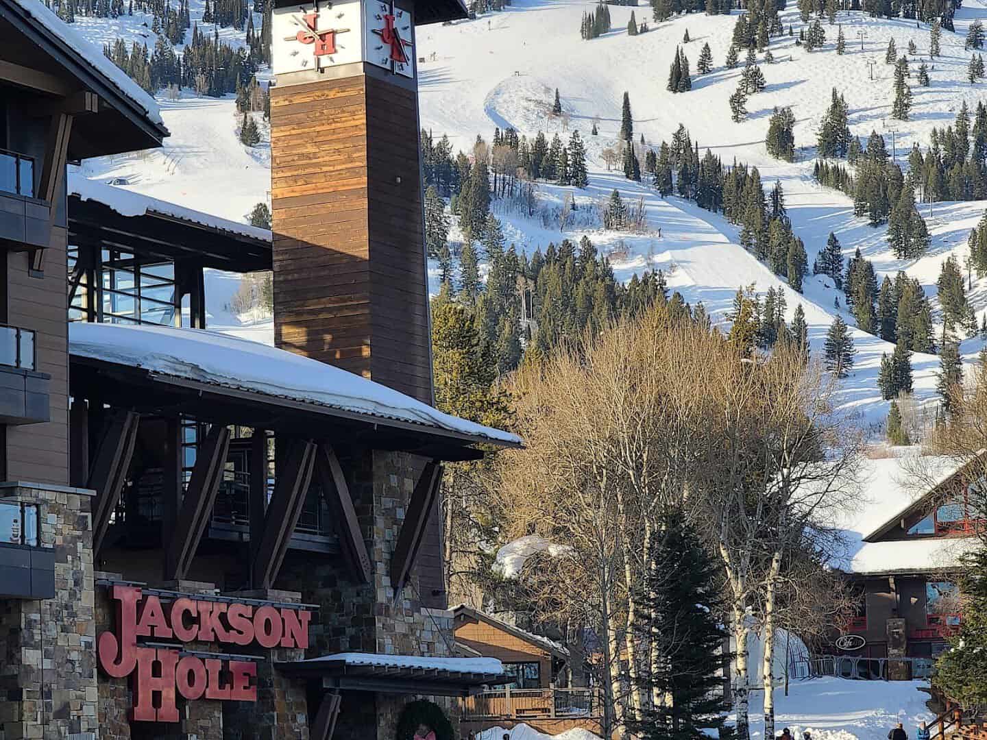 Snow at the Jackson Hole base in Jackson, Wyoming