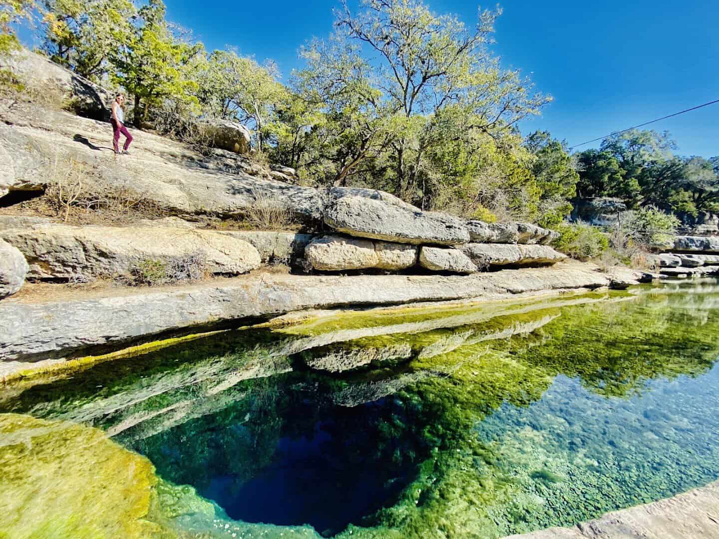 The emerald spring pool of Jacob's Well near Wimberley, Texas