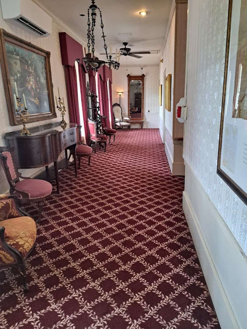Victorian hallway inside the historic Excelsior House Hotel in Jefferson, Texas