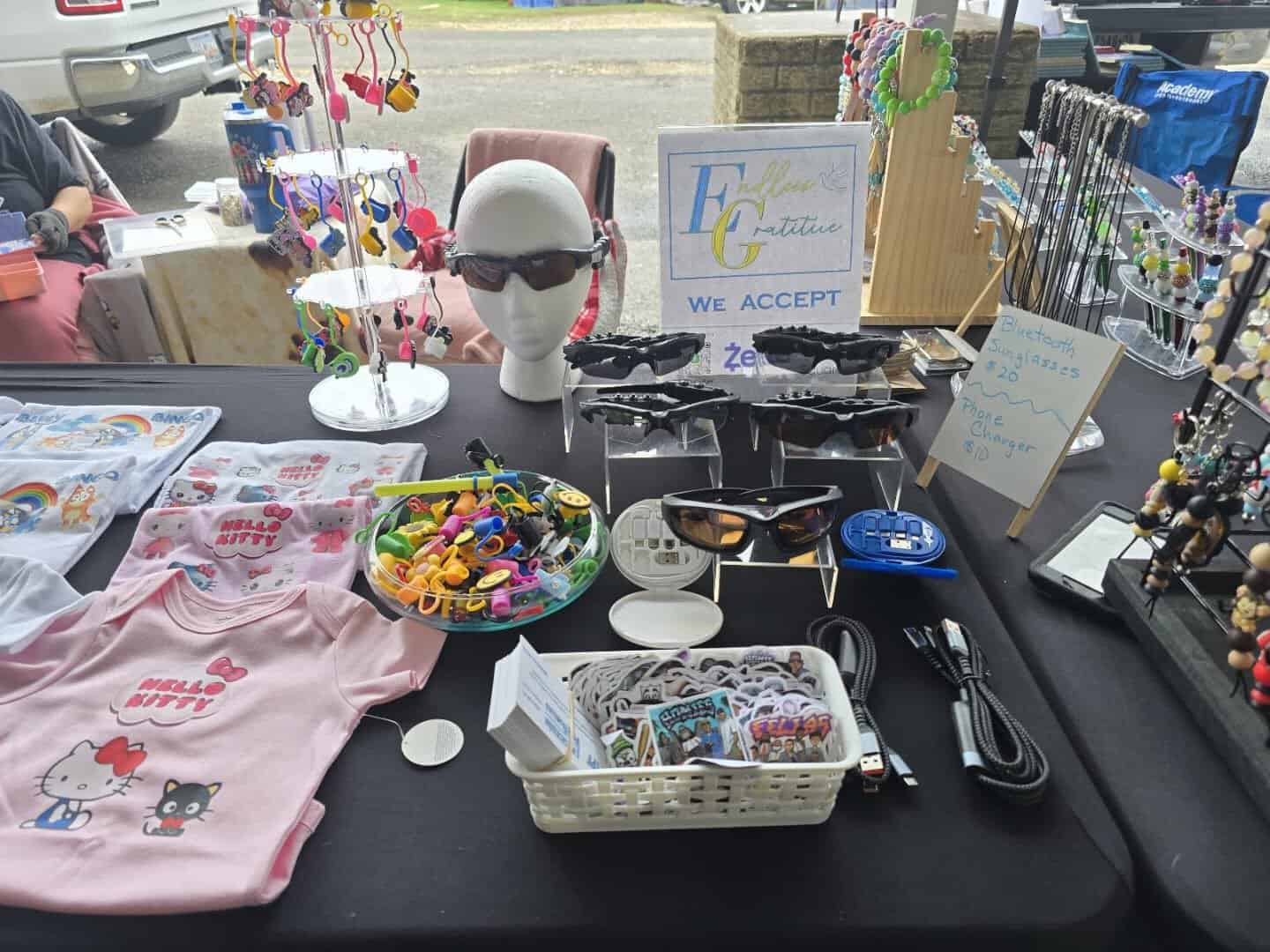 Jewelry and accessories on display at Austin Country Flea Market