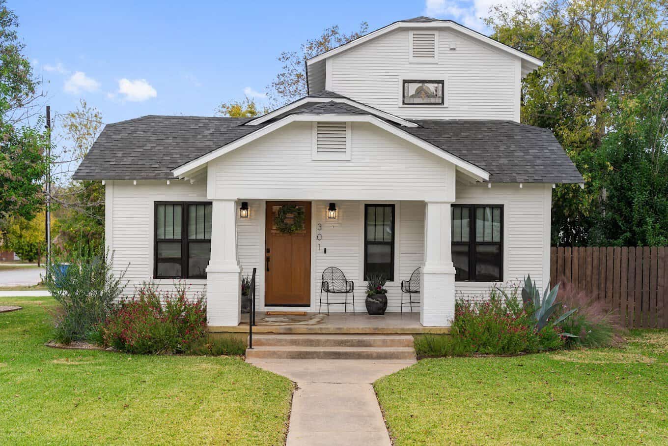 A white Hill Country farmhouse near Johnson City, Texas
