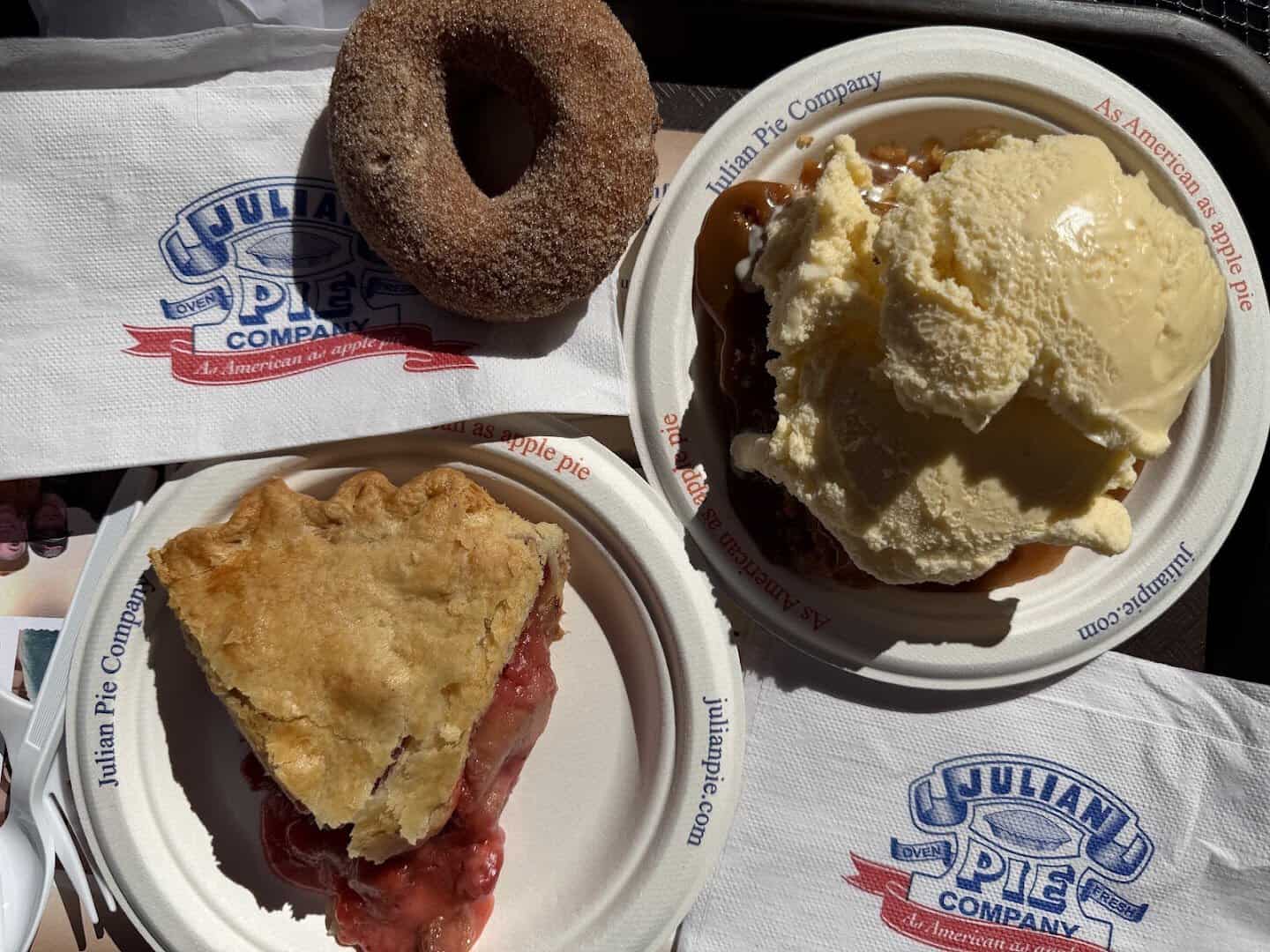 Apple pie slice with ice cream at Julian Pie Company in Julian, California