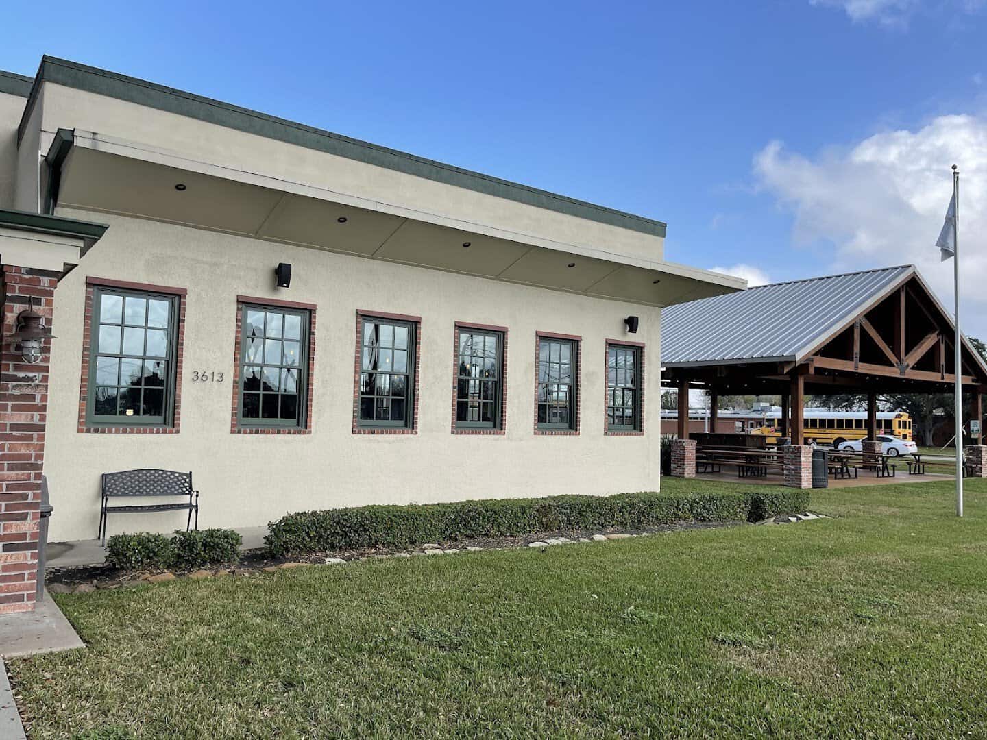 The former school cafeteria building that houses Killen's Barbecue in Pearland, Texas