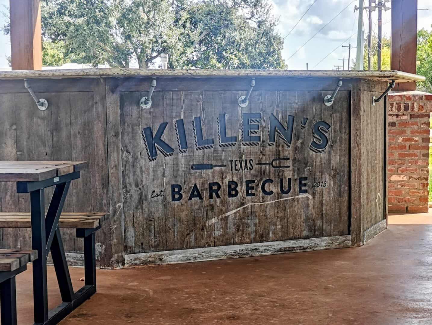 The Killen's Barbecue sign in Pearland, Texas