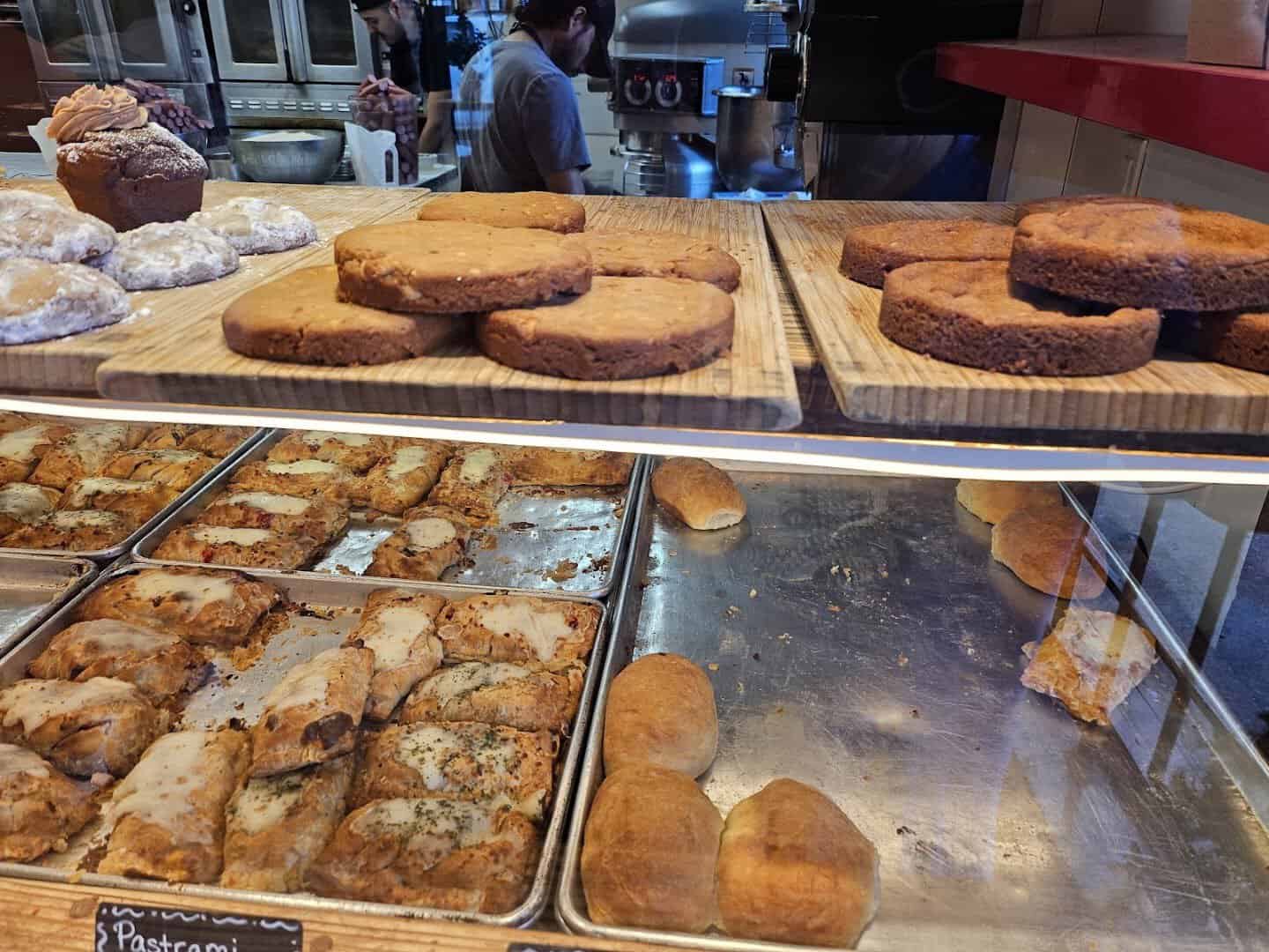 Trays of fresh-baked kolaches behind the counter at The Original Kolache Shoppe in Houston