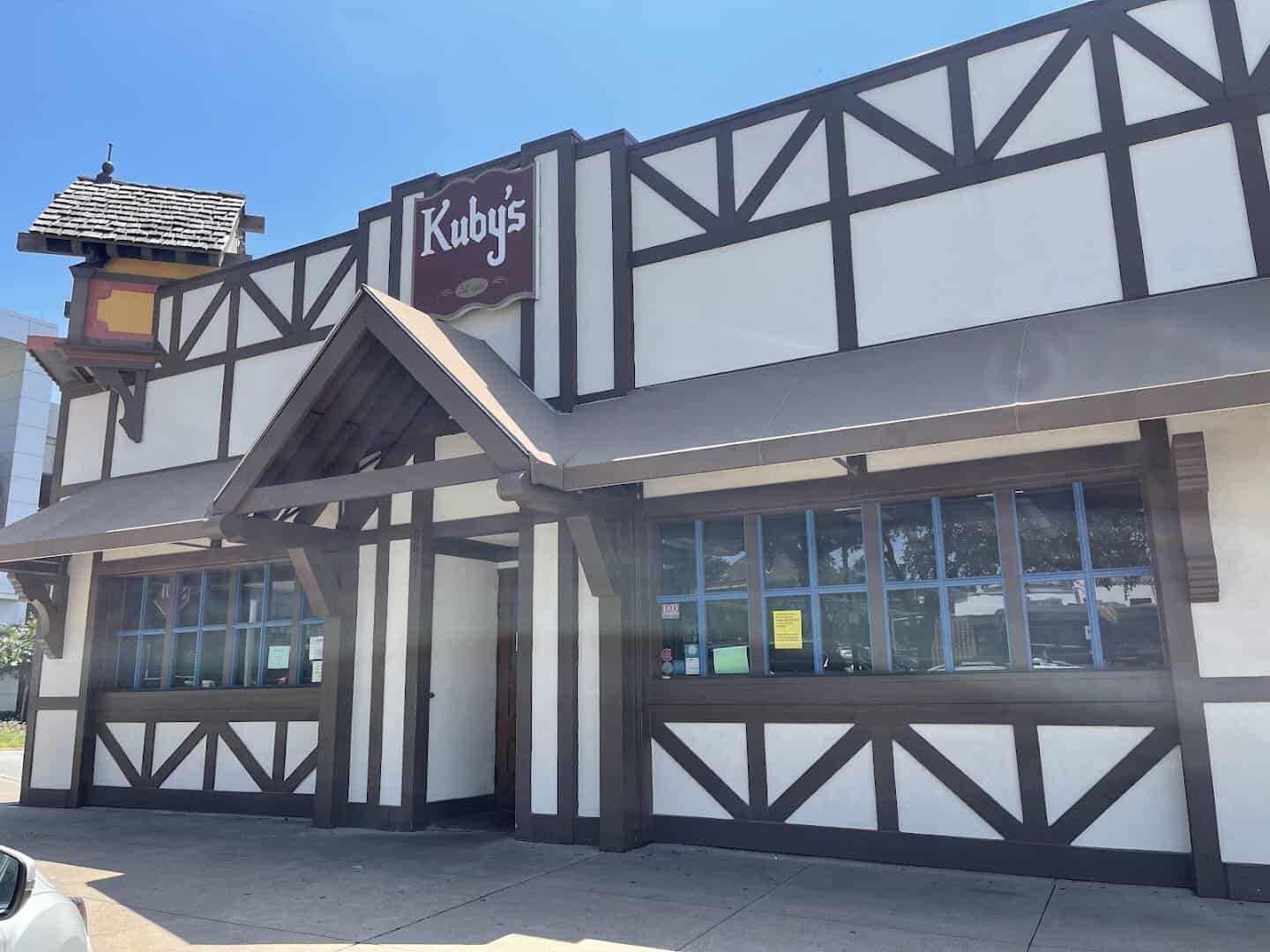 The Kuby's Sausage House storefront and sign in Snider Plaza, Dallas