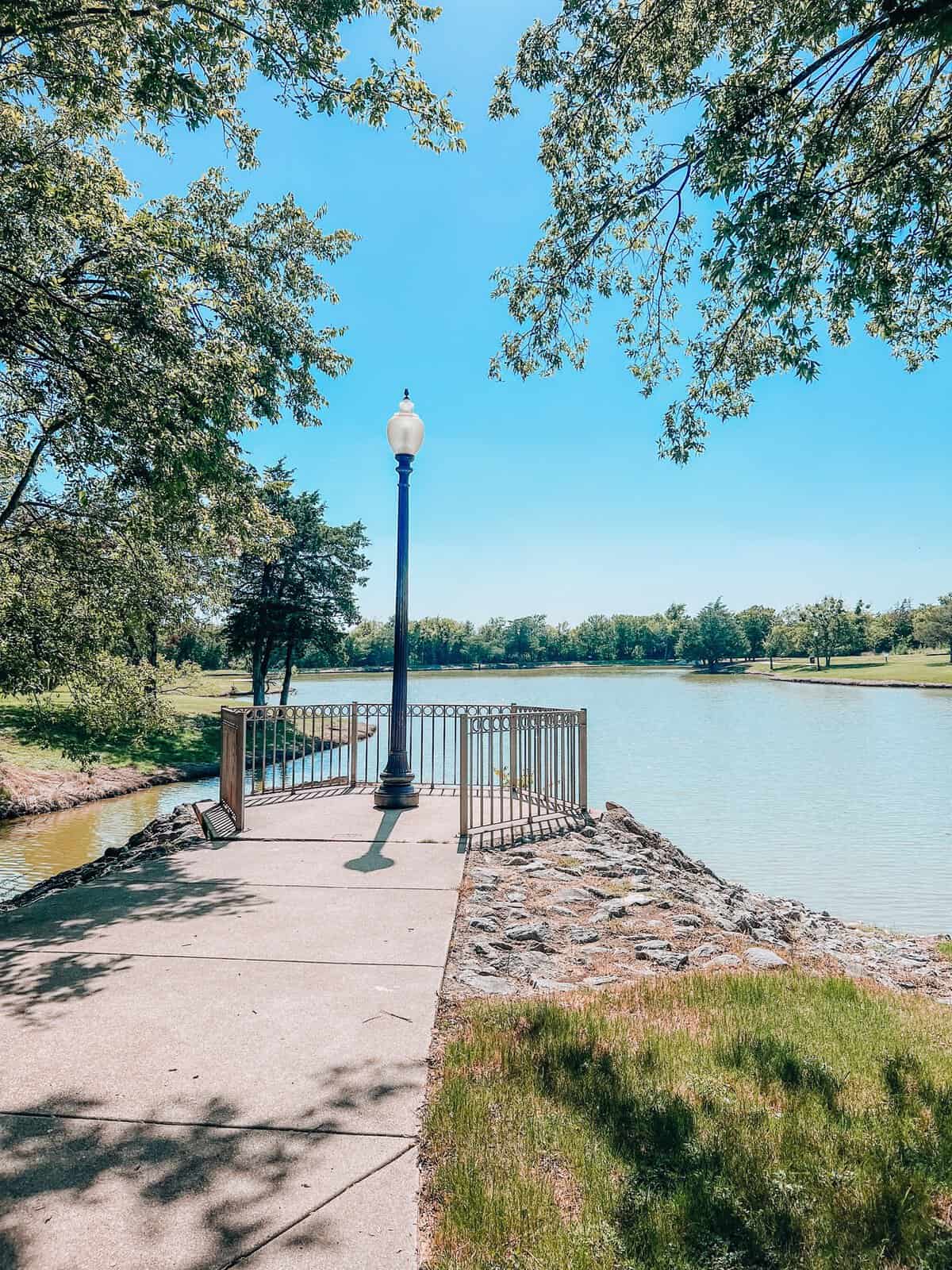 Walking path along Lake Bardwell near Ennis Texas in spring