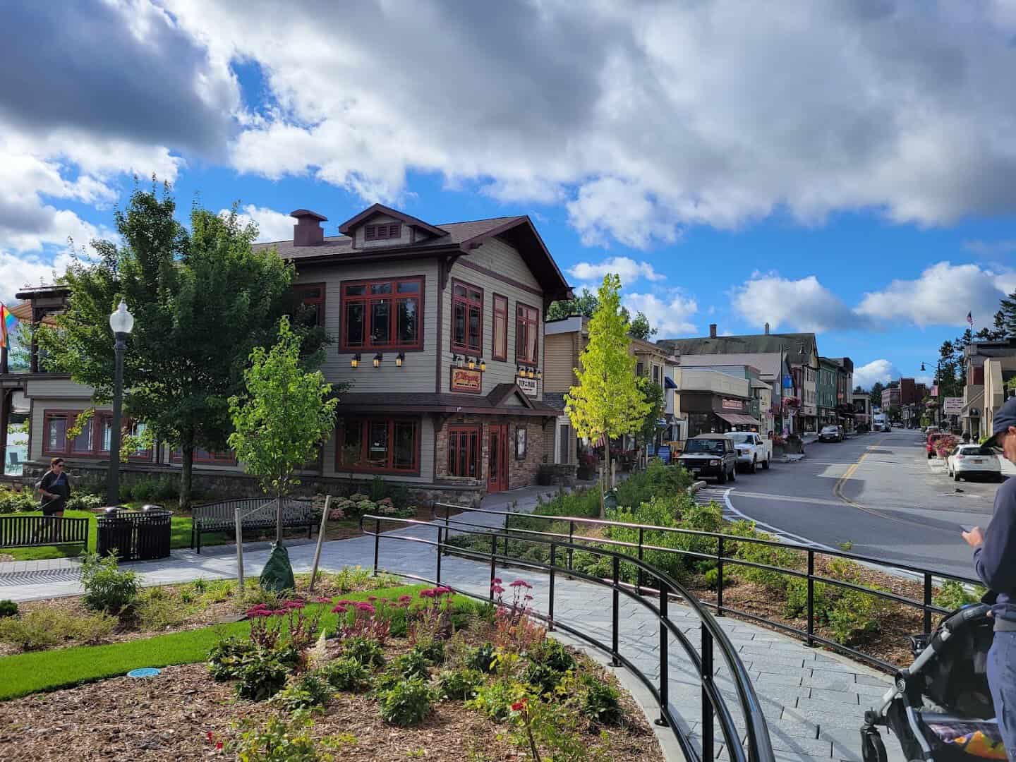 Village Main Street along Mirror Lake in Lake Placid, New York