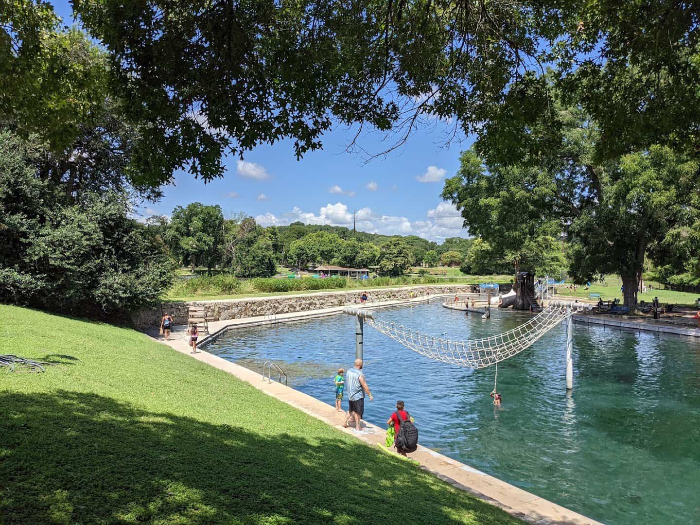The spring fed swimming pool at Landa Park Aquatic Complex in New Braunfels, Texas