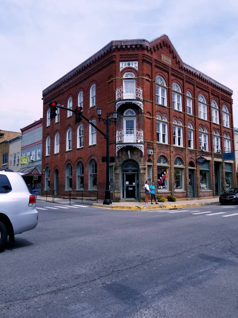 Historic brick corner building in downtown Lewisburg, West Virginia