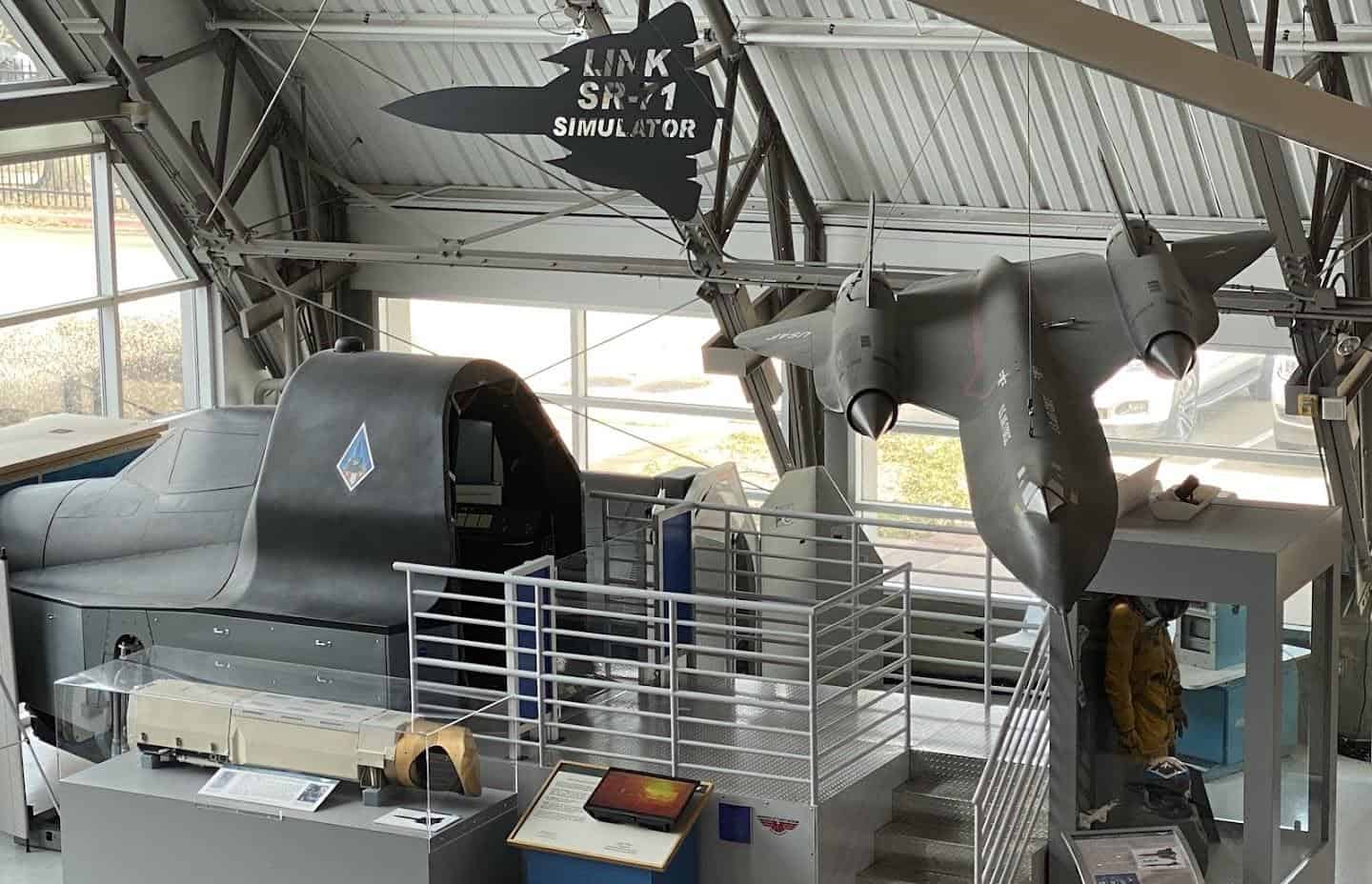 The Link SR-71 flight simulator exhibit at the Frontiers of Flight Museum in Dallas