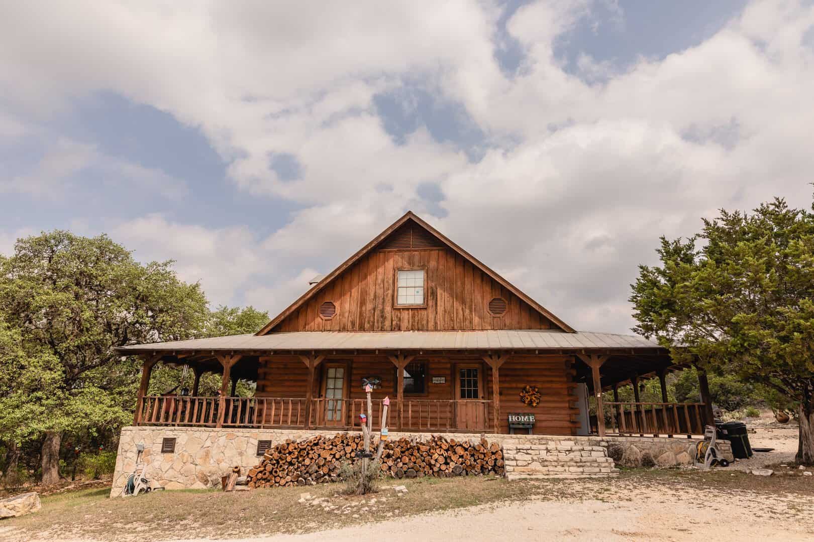A log cabin lodge near the Frio River in Concan, Texas