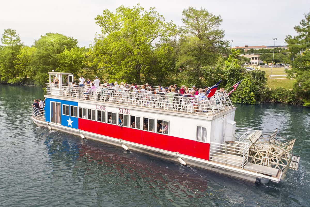 A Lone Star Riverboat paddlewheel cruise on Lady Bird Lake in Austin