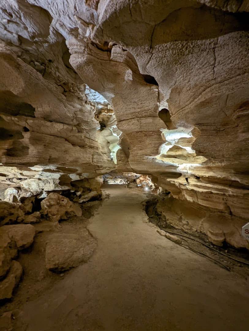 Smooth water-carved passage inside Longhorn Cavern near Burnet, Texas