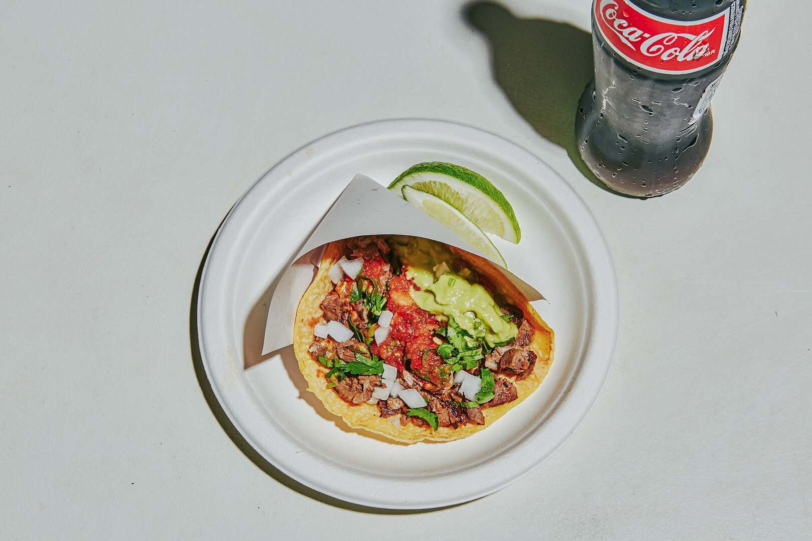 Adobada pork taco with lime at Los Tacos No. 1 in New York