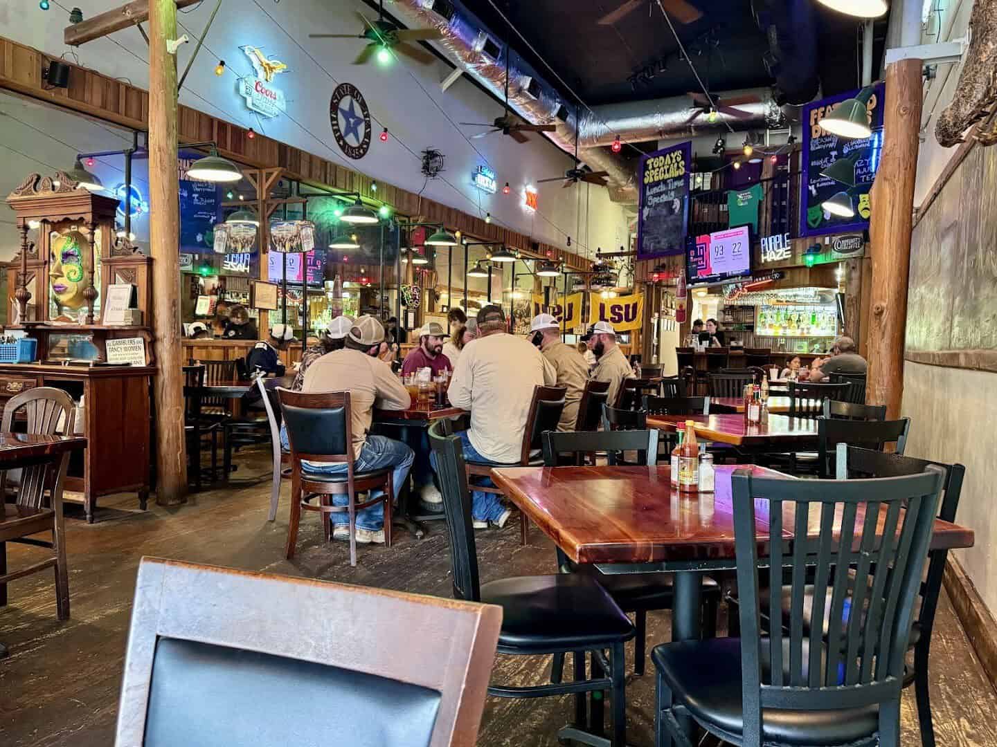 Wide view of the Louisiana Longhorn Cafe dining room in Round Rock, Texas