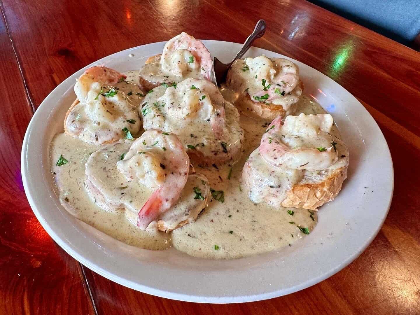 Shrimp in creamy Cajun sauce at Louisiana Longhorn Cafe in Round Rock, Texas