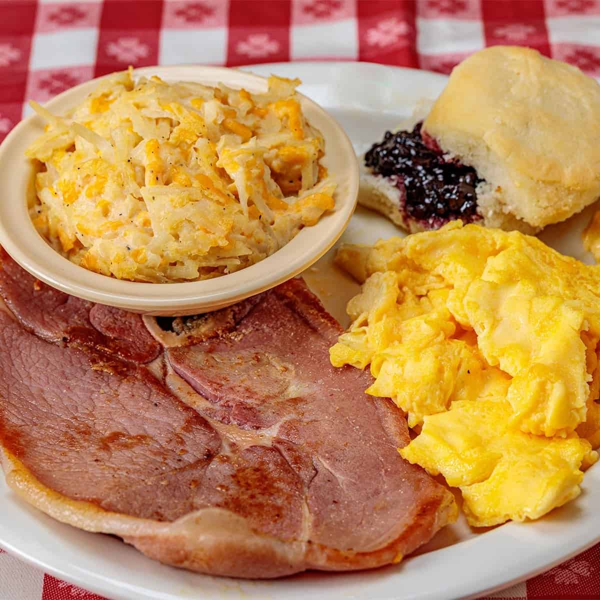 Country ham, eggs and biscuits at the Loveless Cafe near Nashville, Tennessee