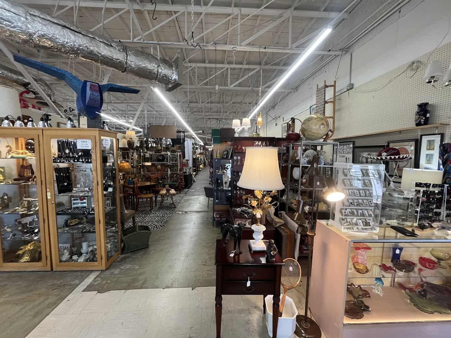 A maze of vendor booths and vintage finds at Lula B's Design District in Dallas