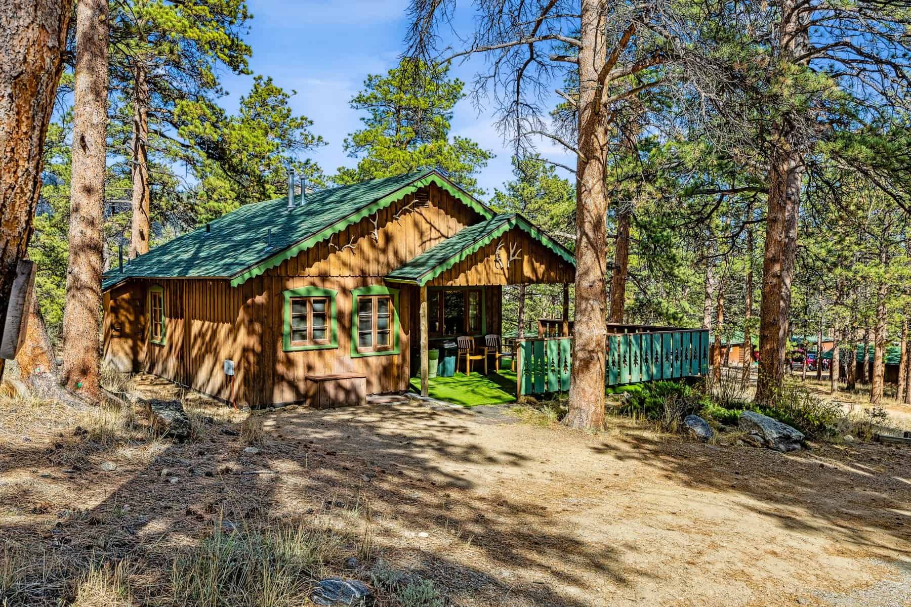 Log cabin cottage in the pines at Machin's Cottages near Estes Park, Colorado