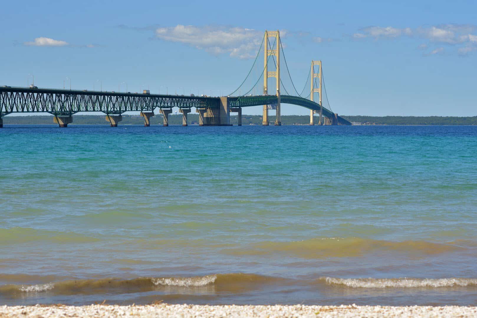 Mackinac Bridge spanning the Straits of Mackinac, Mackinaw City, Michigan